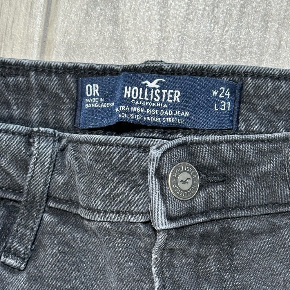 HOLLISTER Black Ultra High Rise Vintage Stretch Dad Jeans 24 / 0 - Picture 4 of 10